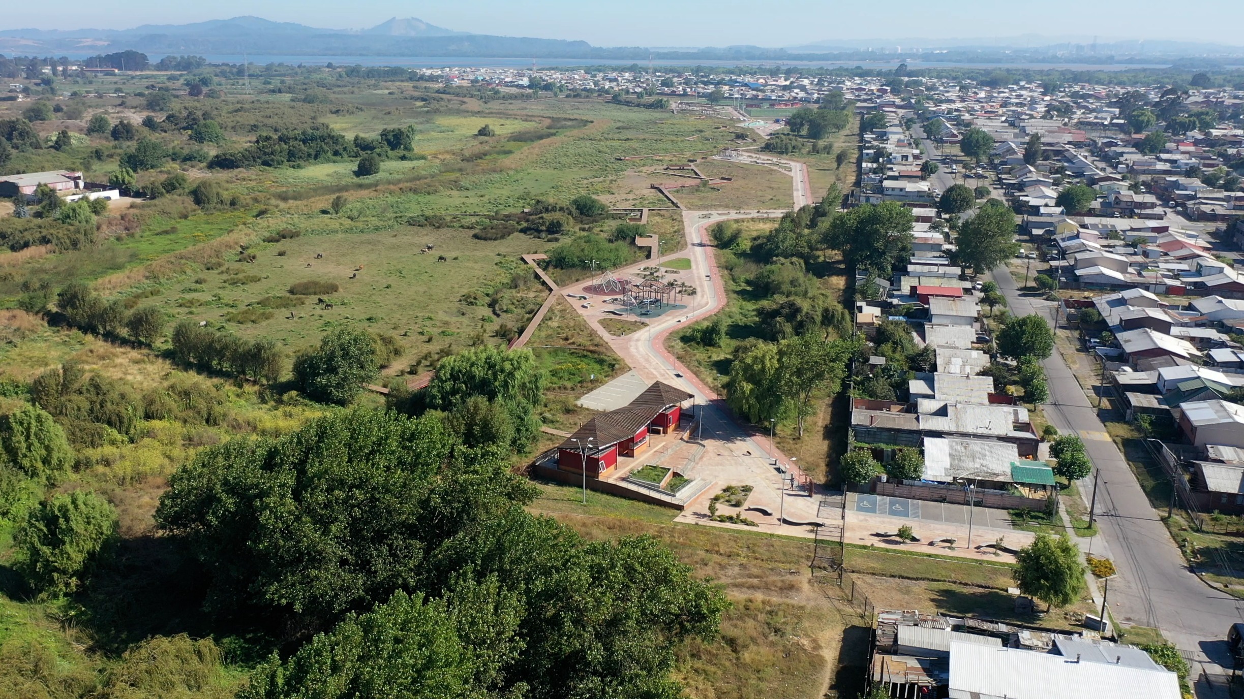 Vista aérea del parque Los Batros