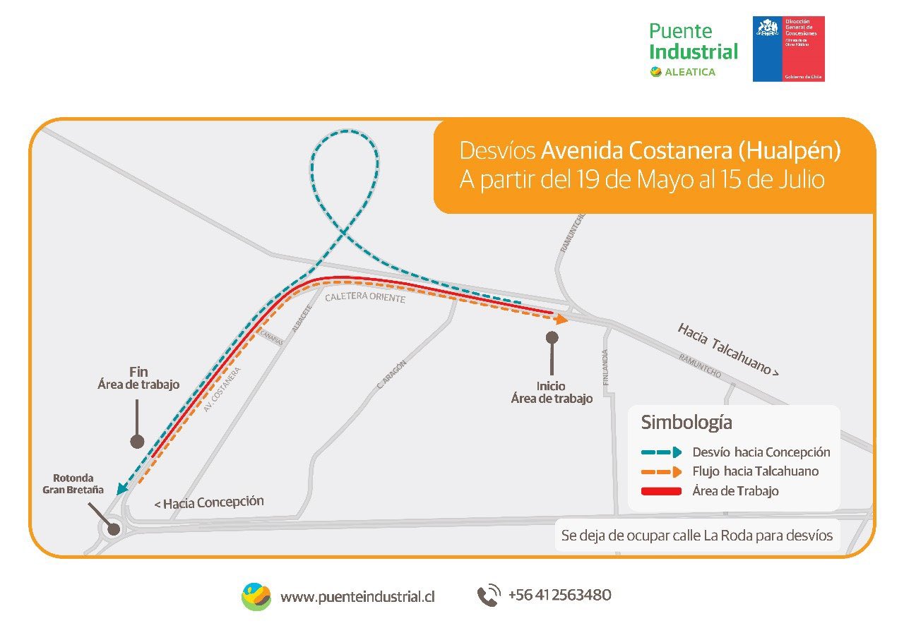 Desvío Costanera Hualpén por Puente Industrial