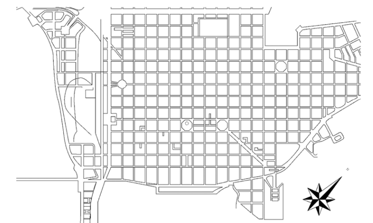 Mapa dibujado Concepción 1940 diagonal