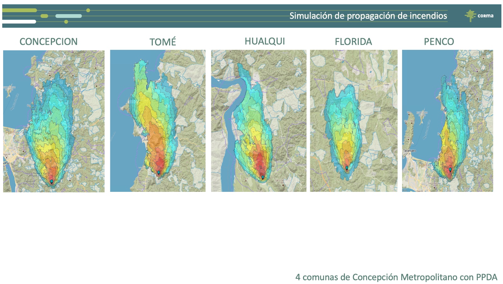 Simulación incendios forestales Gran Concepción