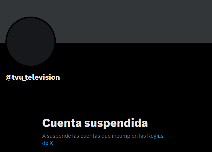 Cuenta X TVU Suspendida