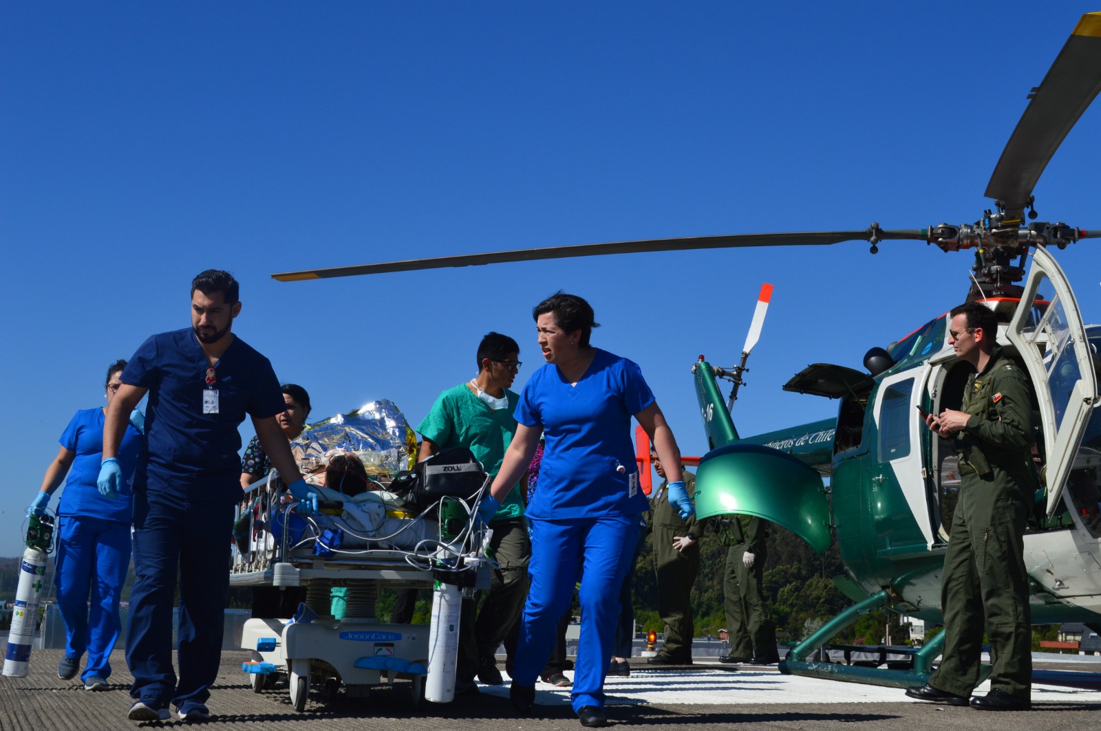 Una de las veces que se uso el Helipuerto Hospital Regional de Concepción