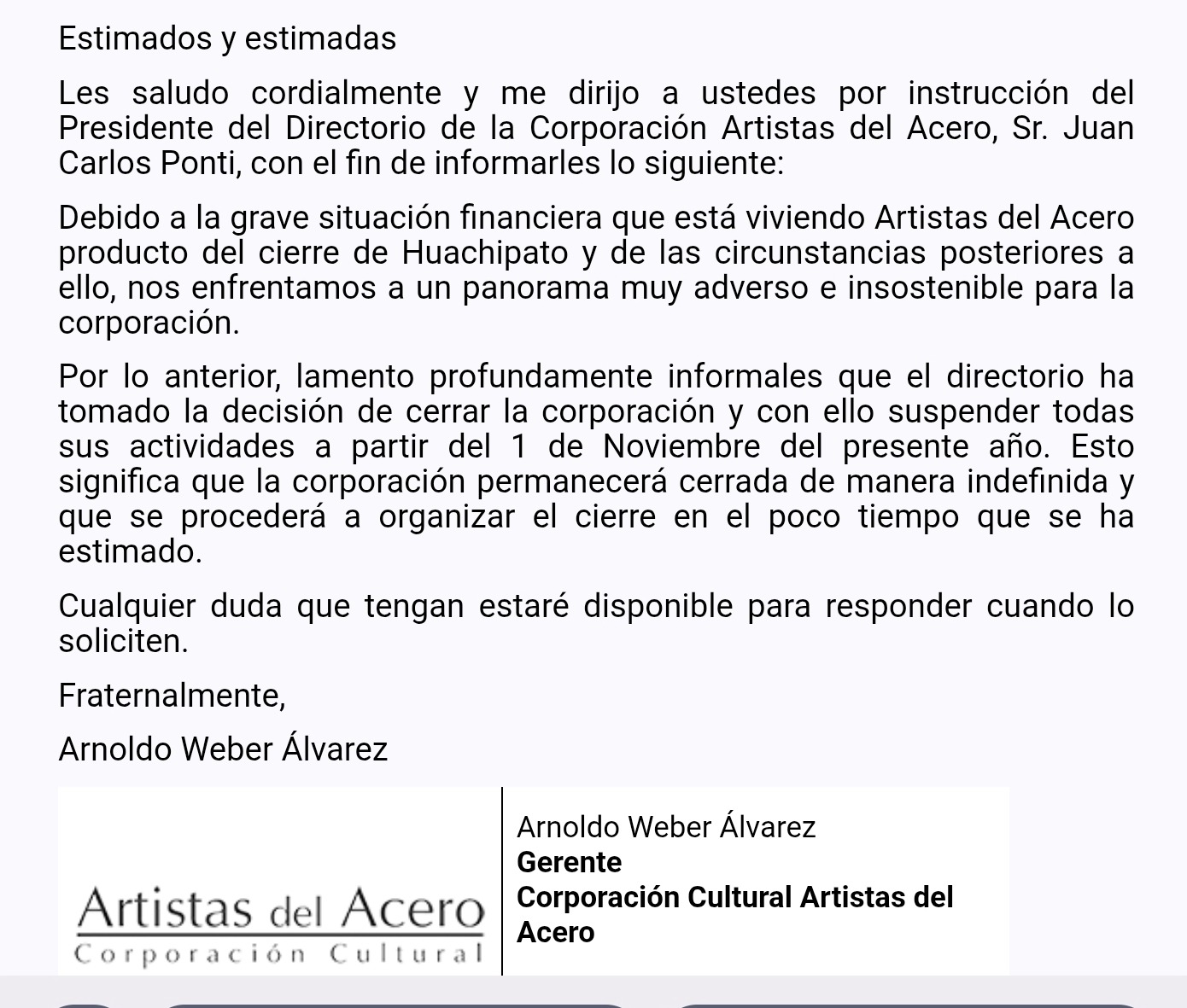 Cierre Artistas del Acero