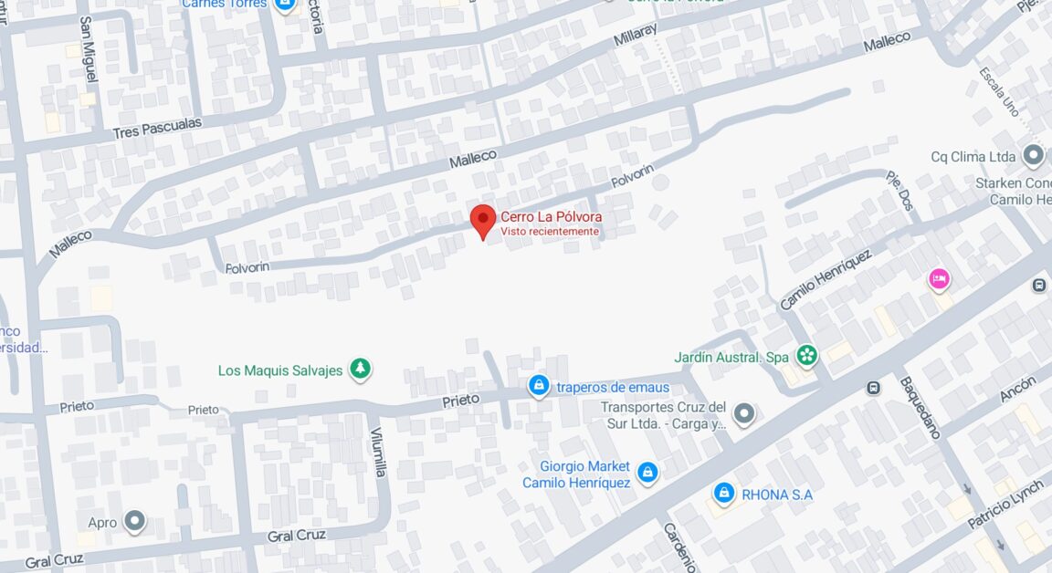 Mapa de la ubicación del Cerro La Pólvora | Captura: Sala de Prensa