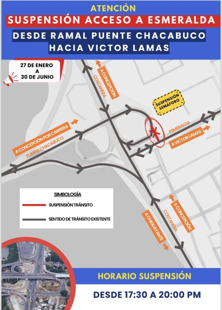 Desvío puente Esmeralda enero 2026