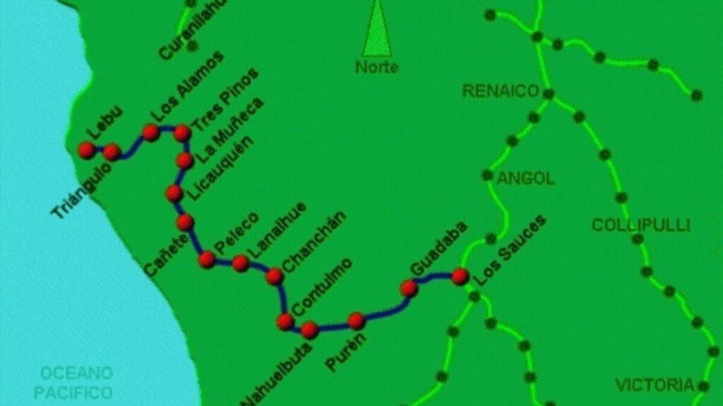 Mapa ramal Lebu-Los Sauces
