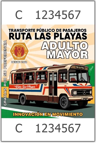 Boleto adulto mayor línea 30 Ruta Las Playas