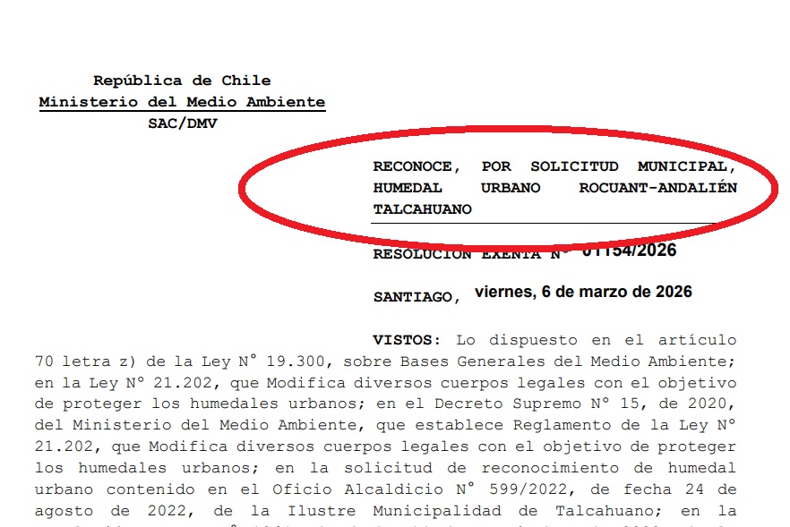 Humedal Rocuant reconocido