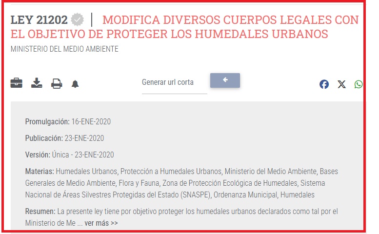 Ley Humedales Urbanos 