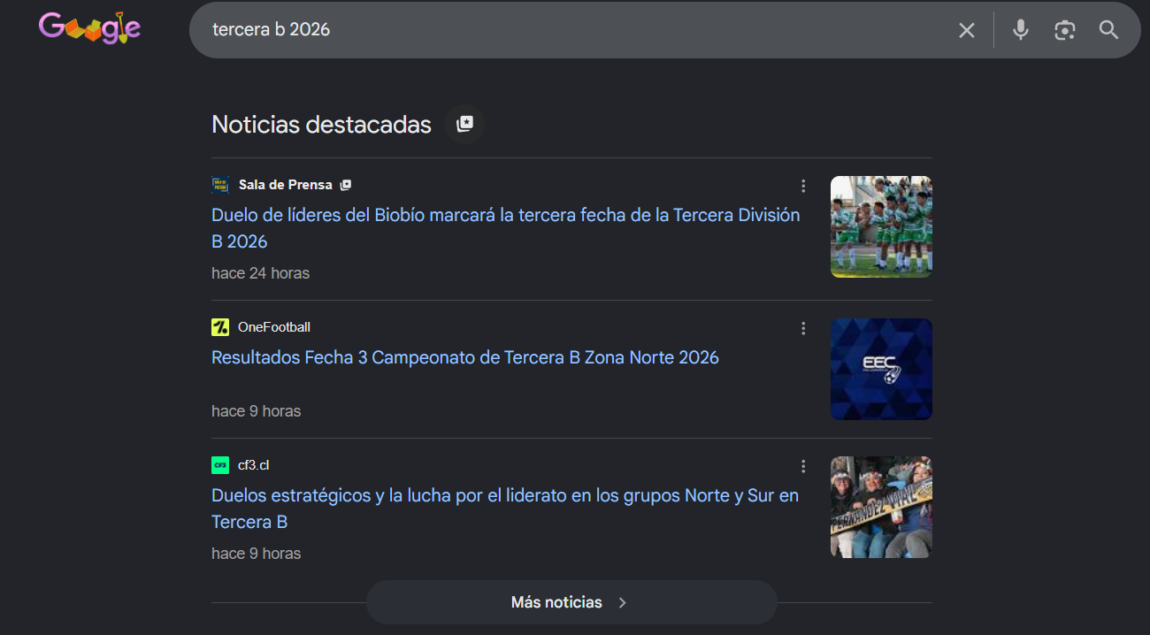 Búsqueda Google Tercera B 2026