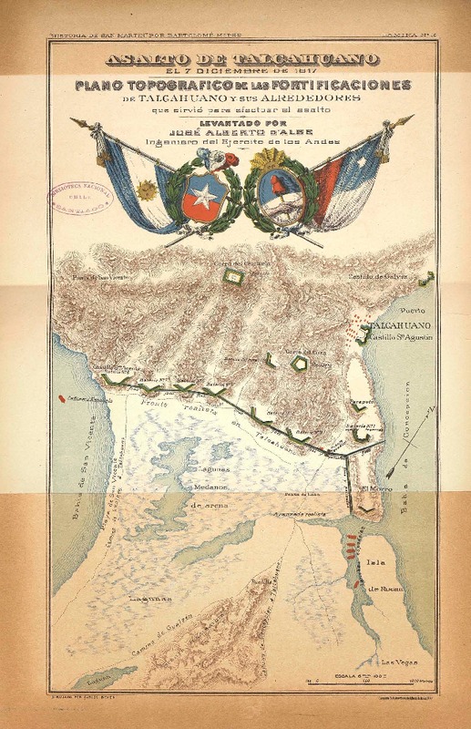Mapa de la fortificaciones en Talcahuano