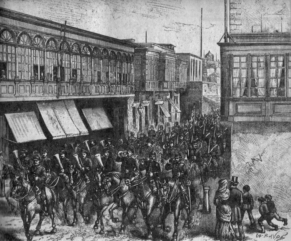 Ejército chileno ingresando a Lima Puerta de Los Leones